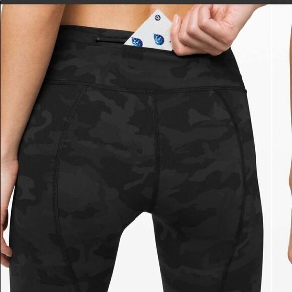 Lululemon Pace Rival Crop *22"Incognito Camo Multi Grey / Black sz 4 - Picture 3 of 10